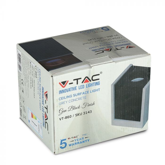 GU10 Kipsraam, kandiline, hall/must, 100x100x130mm, V-TAC