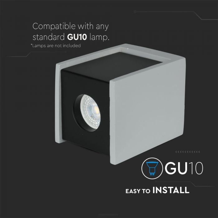 GU10 Рамка для штукатурки, квадратная, серый/золотая роза, 100x100x130 мм, V-TAC