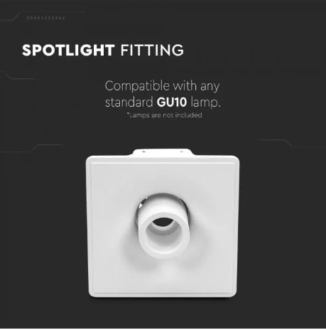 GU10 recessed plasterboard frame/fixture, adjustable light direction, square, white, 200x200mm, recessed size 206x206mm, V-TAC