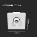 GU10 recessed plasterboard frame/fixture, adjustable light direction, square, white, 200x200mm, recessed size 206x206mm, V-TAC