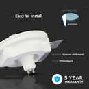 GU10 recessed plaster frame/fixture, round, white/black, Ø100mm, recessed Size: 10 mm, mm Ø103mm, V-TAC