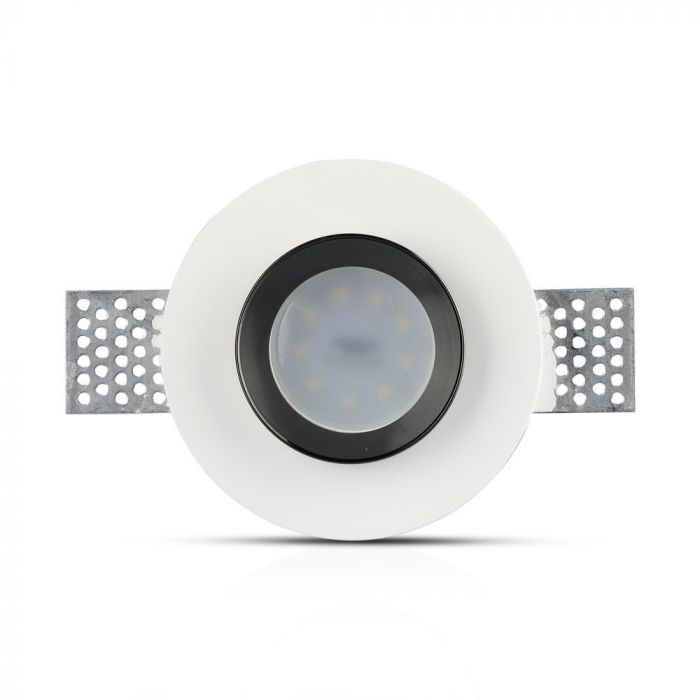 GU10 recessed plaster frame/fixture, round, white/black, Ø100mm, recessed Size: 10 mm, mm Ø103mm, V-TAC