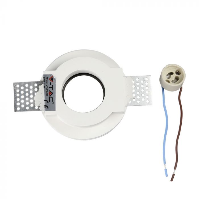 GU10 recessed plaster frame/fixture, round, white/black, Ø100mm, recessed Size: 10 mm, mm Ø103mm, V-TAC