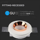 GU10 recessed plaster frame/fixture, round, white/golden rose, Ø100mm, recessed Size: 100 mm Ø103mm, V-TAC