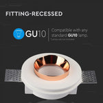 GU10 infälld gipsram/armatur, rund, vit/gyllenrosa, Ø100mm, infälld Storlek: 100 mm Ø103 mm, V-TAC
