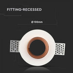 GU10 infälld gipsram/armatur, rund, vit/gyllenrosa, Ø100mm, infälld Storlek: 100 mm Ø103 mm, V-TAC