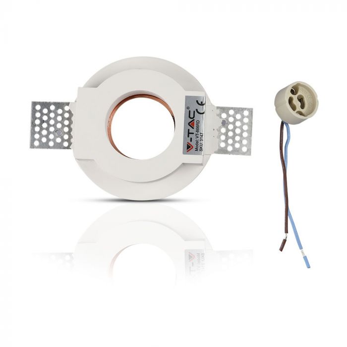 GU10 infälld gipsram/armatur, rund, vit/gyllenrosa, Ø100mm, infälld Storlek: 100 mm Ø103 mm, V-TAC