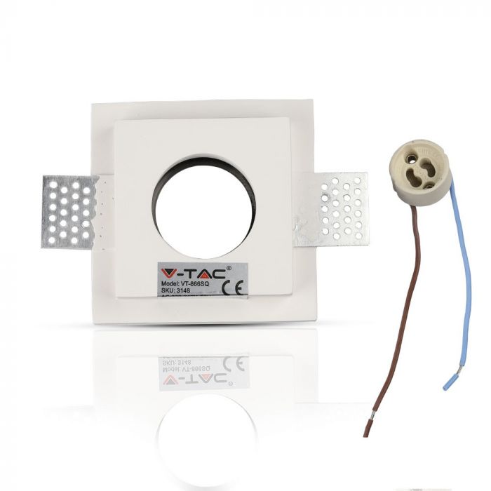 GU10 süvistatav kipsplaatraam/valgusti, kandiline, valge/must, 100x100mm, süvistatav. Suurus: 100 x 100 mm 103x103mm, V-TAC