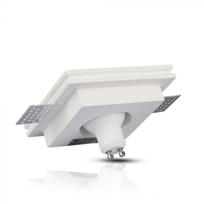 GU10 iebūvējams ģipša karkass/armatūra, kvadrāta formas, balts/hromēts, 100x100mm, iebūv. izm. 103x103mm, V-TAC