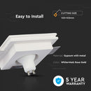 GU10 встраиваемая гипсовая рамка/светильник, квадратная, белый/золотая роза, 100x100 мм, встраиваемая. Размер: 100 x 100 мм 103x103 мм, V-TAC