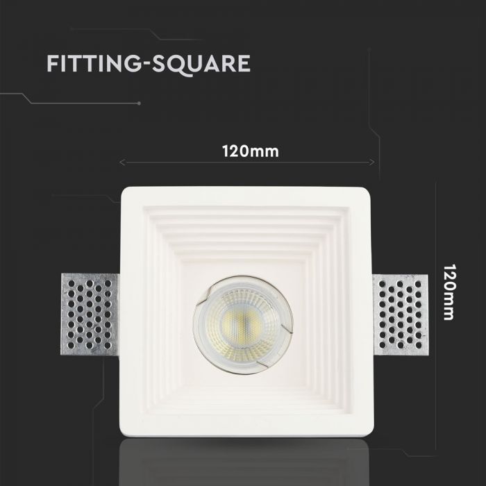 GU10 встраиваемая гипсокартонная рамка/светильник, квадратная, серая, V-TAC
