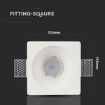 GU10 recessed plaster frame/fixture, square, white, 120x120mm, recessed Size: 120120x120. 125x125mm, V-TAC