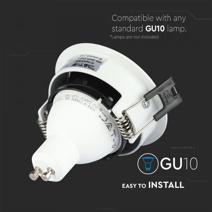 GU10 built-in frame/fixture, round shape, white, V-TAC