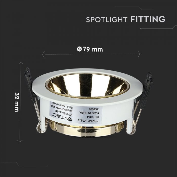 GU10 infälld ram/armatur, rund, vit, V-TAC