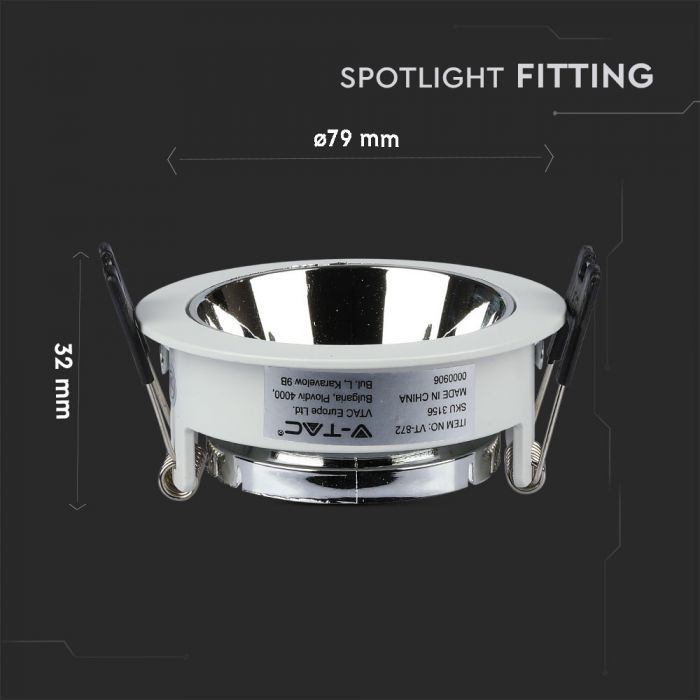 GU10 built-in frame/fixture, round shape, white, V-TAC