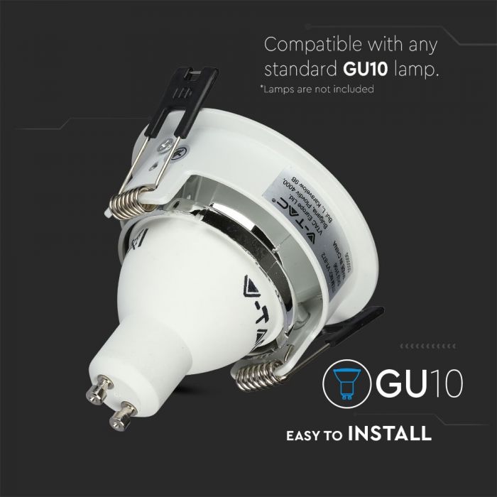 GU10 built-in frame/fixture, round shape, white, V-TAC