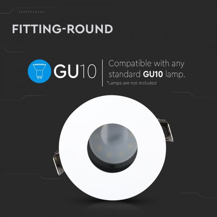 GU10 recessed frame/fixture, round, adjustable light direction, Ø80X42mm, recessed Ø75mm, white/black, V-TAC