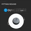 GU10 recessed frame/fixture, round, adjustable light direction, Ø80X42mm, recessed Ø75mm, white/black, V-TAC
