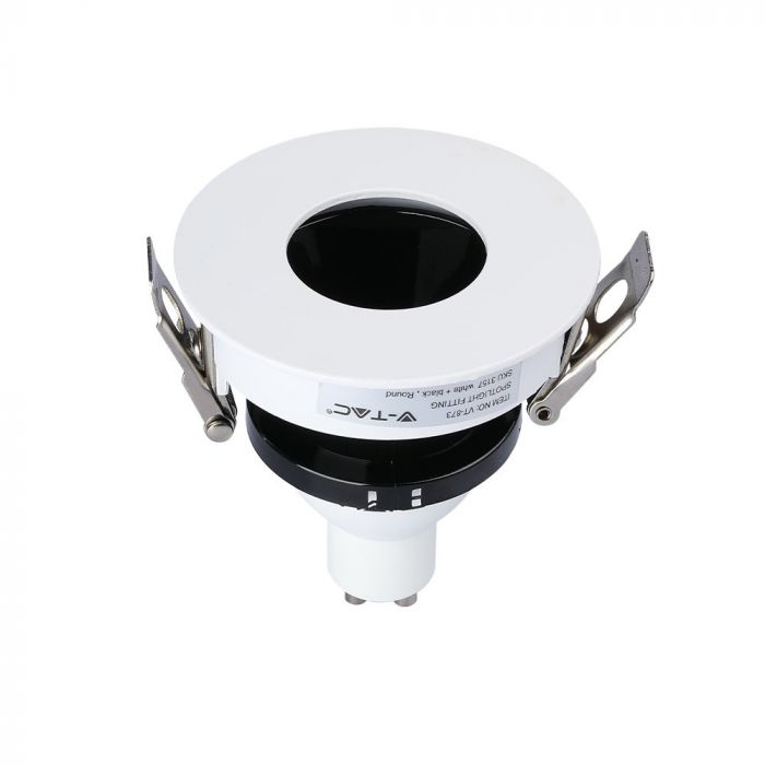 GU10 recessed frame/fixture, round, adjustable light direction, Ø80X42mm, recessed Ø75mm, white/black, V-TAC