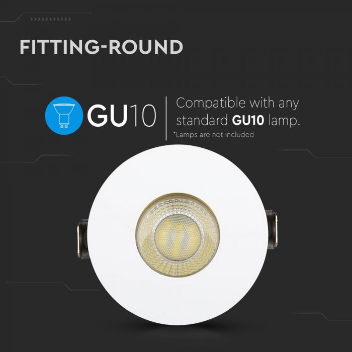 GU10 recessed frame/fixture, round, adjustable light direction, Ø80X42mm, recessed Ø75mm, white/gold colour, V-TAC