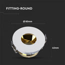 GU10 recessed frame/fixture, round, adjustable light direction, Ø80X42mm, recessed Ø75mm, white/gold colour, V-TAC