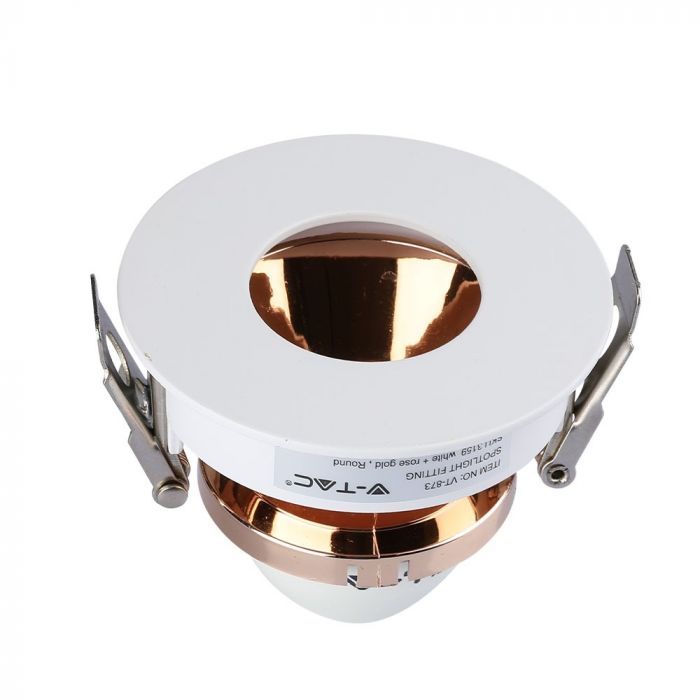 GU10 recessed frame/fixture, round, adjustable light direction, Ø80X42mm, recessed Ø75mm, white/rose gold, V-TAC