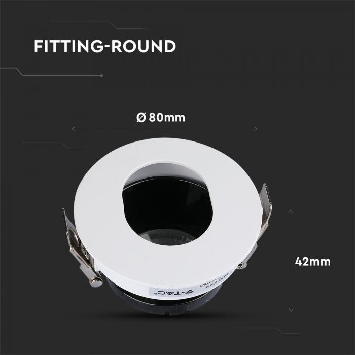 GU10 süvistatav raam/valgusti, ümmargune, reguleeritav valguse suund, Ø80X42mm, süvistatav Ø75mm, valge/must, V-TAC
