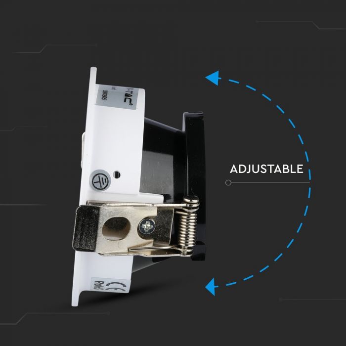 GU10 recessed frame/fixture, round, adjustable light direction, Ø80X42mm, recessed Ø75mm, white/black, V-TAC