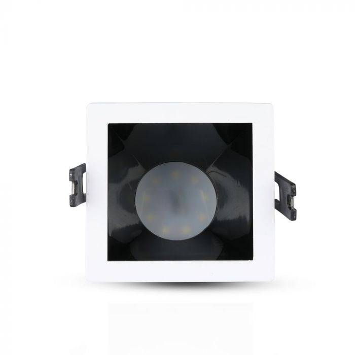 GU10 infälld ram/armatur, kvadratisk, 85x85X62mm, infälld. Dimmbar. 80x80mm, vit/svart, V-TAC