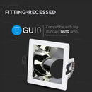 GU10 recessed frame/fixture, square, 85x85X62mm, recessed. Dimm. 80x80mm, white/chrome, V-TAC
