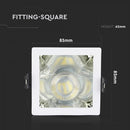 GU10 recessed frame/fixture, square, 85x85X62mm, recessed. Dimm. 80x80mm, white/chrome, V-TAC