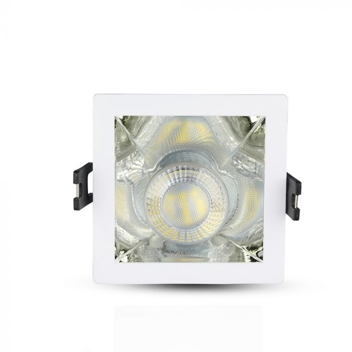 GU10 recessed frame/fixture, square, 85x85X62mm, recessed. Dimm. 80x80mm, white/chrome, V-TAC