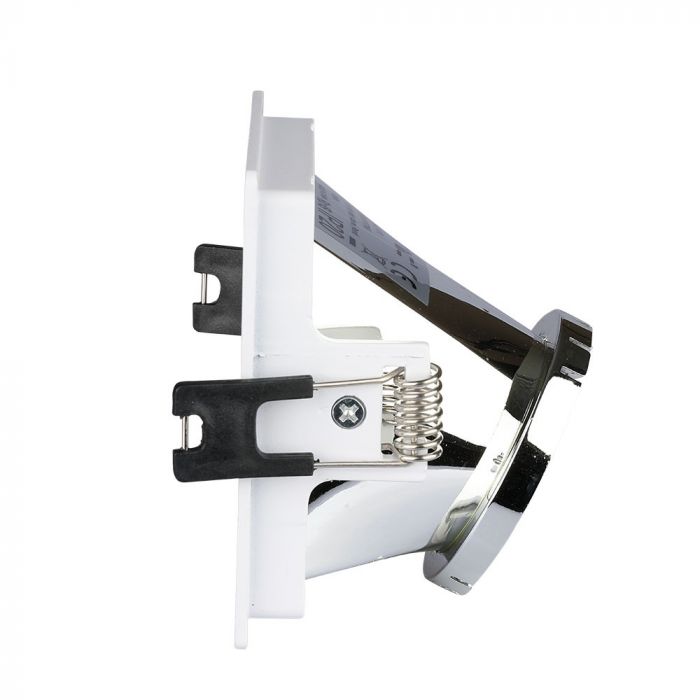 GU10 recessed frame/fixture, square, 85x85X62mm, recessed. Dimm. 80x80mm, white/chrome, V-TAC