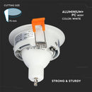 GU10 iebūvējams karkass/armatūra, apaļas formas, Ø85X32mm, iebūv. Izm. Ø75mm, balts, V-TAC