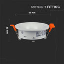 GU10 iebūvējams karkass/armatūra, apaļas formas, Ø85X32mm, iebūv. Izm. Ø75mm, balts, V-TAC