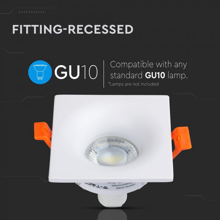 GU10 süvistatud raam/valgusti, kandiline, valge, V-TAC