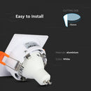 GU10 recessed frame/fixture, square, 85x85X32mm, recessed. Dimm. Ø75mm, white, V-TAC