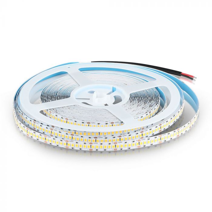 Cena par 1m_15W(1600Lm) LED Lente, SMD2835, V-TAC SAMSUNG, ūdensnedroša IP20, 24V, auksti balta gaisma 6500K