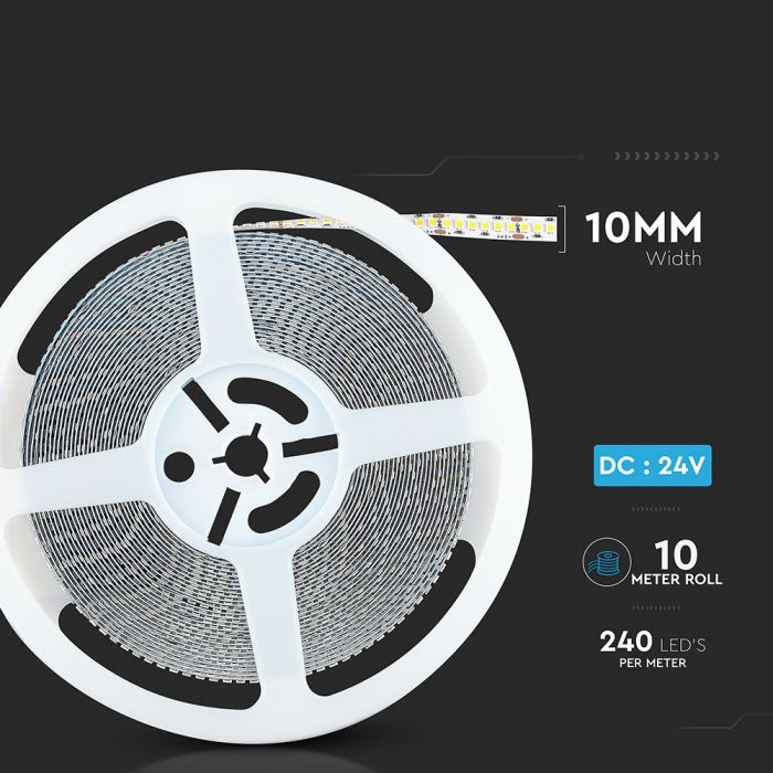 Pris per 1m_15W/m(1600Lm/m) 240 LED Tape, SMD2835, V-TAC SAMSUNG, vattentät IP20, 24V, kallvitt ljus 6500K