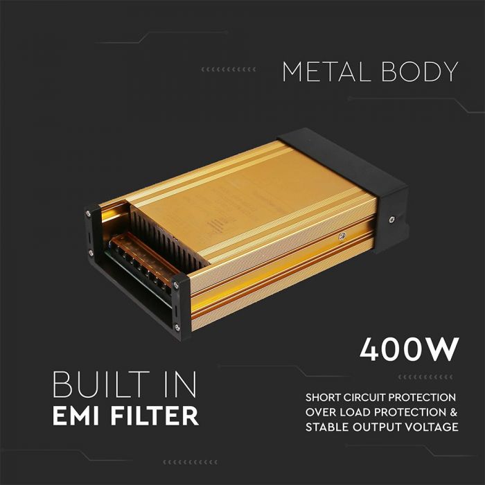 LED-strömförsörjning 12V 400W 33A, metall, IP45, V-TAC