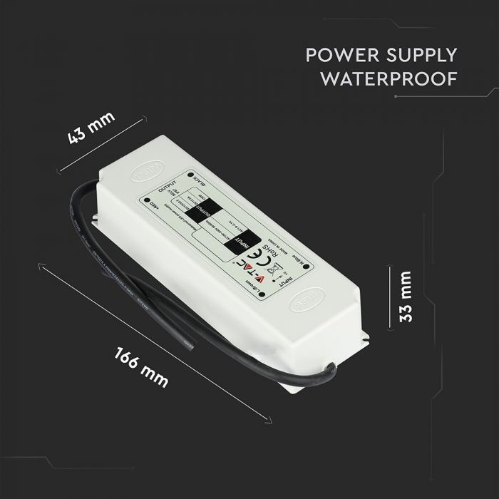 LED Power supply unit 12V 60W 5A, ABS plastic, IP67, V-TAC