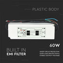 LED Barošanas bloks 12V 60W 5A, ABS plastiks, IP67, V-TAC