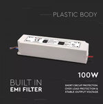 Светодиодный блок питания 12V 100W 8A, ABS пластик, IP67, V-TAC