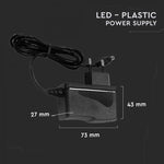 LED Power supply unit 12V 18W 1.5A, IP44, plastic, cable length 1m, V-TAC