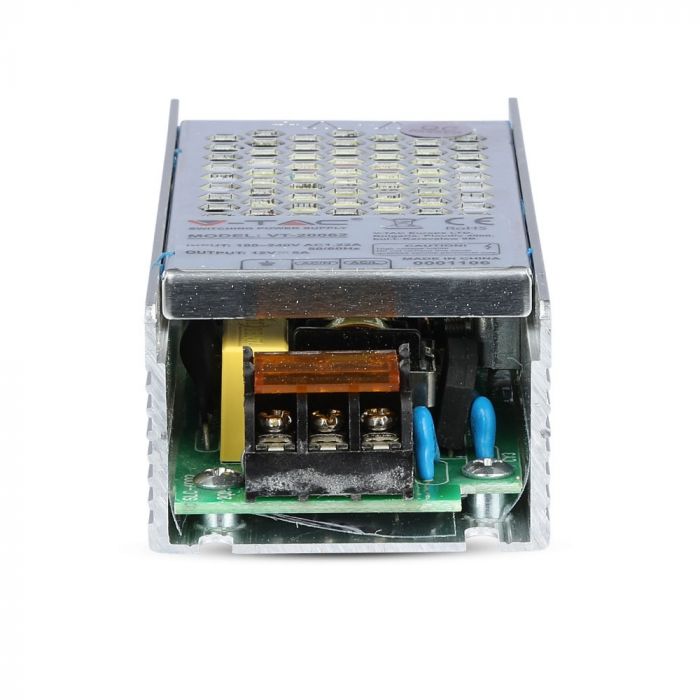 LED toiteplokk 12V 60W 5A, V-TAC, metall, 129x49x31mm, IP20,
