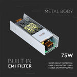 LED toiteallikas 12V 75W 6A, V-TAC, metall, IP20