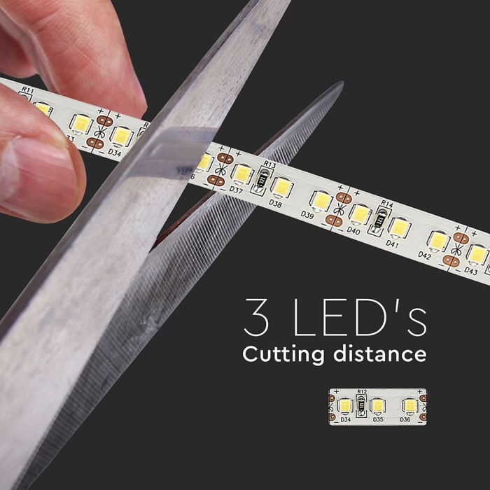 Price for 1m_12W/m (1200Lm/m) 120 LED Tape, SMD2835, V-TAC SAMSUNG, waterproof IP20, 12V, cold white light 6400K