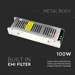 LED Barošanas bloks 12V 100W 8.5A, metāla, IP20, dimmējams, V-TAC