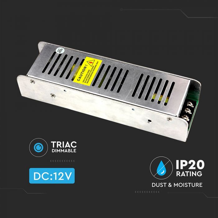 LED Barošanas bloks 12V 150W 12.5A, metāla, IP20, TRIAC, dimmējams, V-TAC
