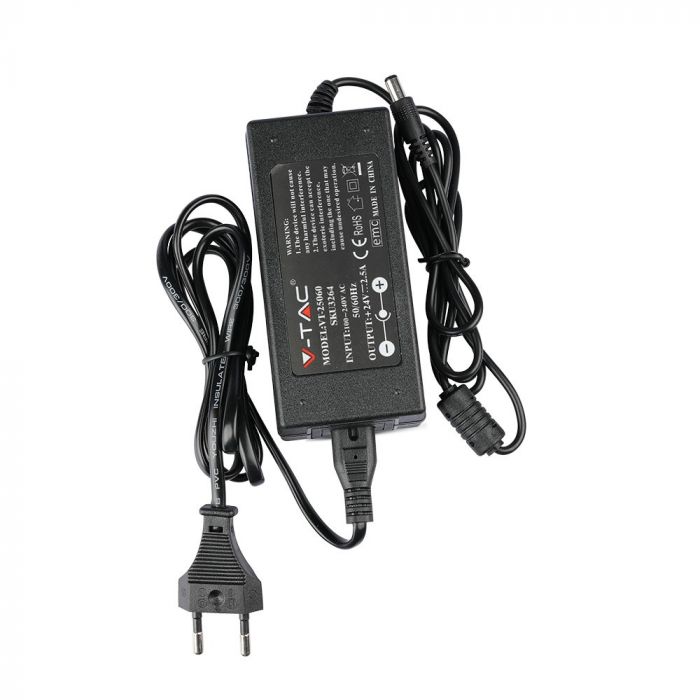 LED-strömförsörjning 24V 60W 2,5A, V-TAC, plast, IP44
